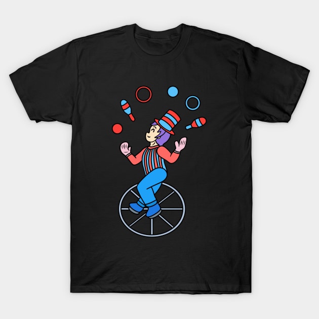 Chibi girl juggler ride unicycle T-Shirt by Andrew Hau